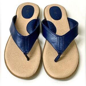Women's 8 M Blue Beige b.o.c. BORN CONCEPT Suede Leather Flip Flop Thong Sandals